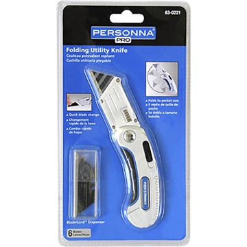 Personna Folding Utility Knife w/ 6 HD Blades