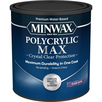 Minwax 1Qt Satin Clear Polycrylic Max Water-Based Clear Finish
