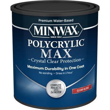 Minwax 1Qt Gloss Clear Polycrylic Max Water-Based Clear Finish
