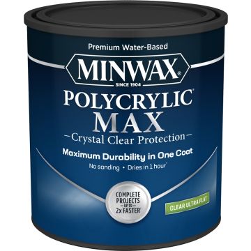 Minwax 1Qt Ultra Flat Clear Polycrylic Max Water-Based Clear Finish