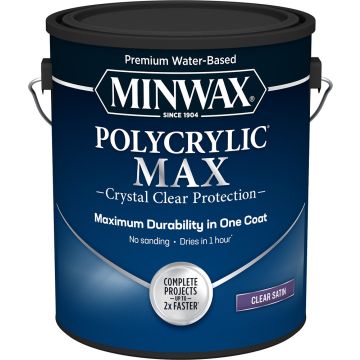 Minwax 1gal Satin Clear Polycrylic Max Water-Based Clear Finish