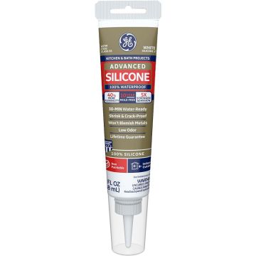 GE 2.8oz White Kitchen & Bath Advanced Silicone II Sealant