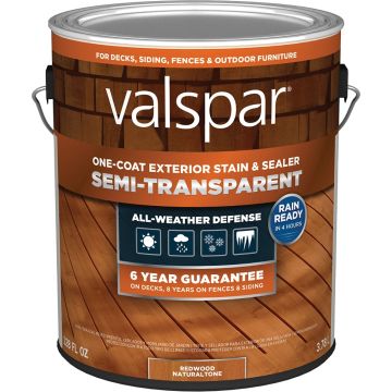Valspar 1gal Redwood Natural Tone One-Coat Semi-Transparent Stain & Sealer