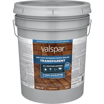 Valspar 5gal Canyon Brown One-Coat Transparent Stain & Sealer