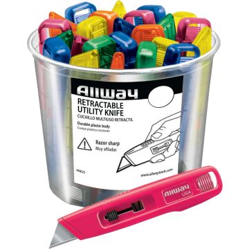 Allway Plastic Retractable Utility Knife (Case of 25)