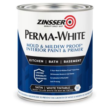Zinsser 1Qt Satin Interior Permawhite Mold & Mildew Proof Paint