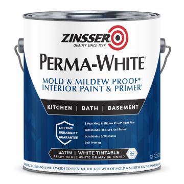 Zinsser 1gal Satin Interior Permawhite Mold & Mildew Proof Paint