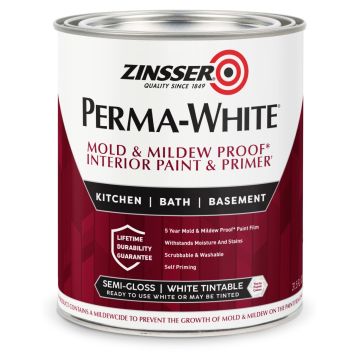 Zinsser 1Qt Semi-Gloss Interior Permawhite Mold & Mildew Proof Paint