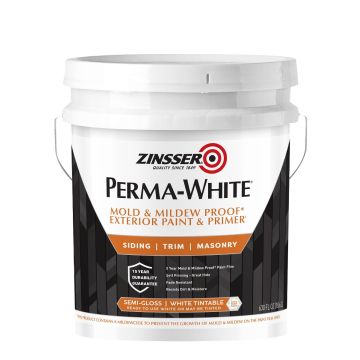 Zinsser 5gal Semi-Gloss Exterior Permawhite Mold & Mildew Proof Paint