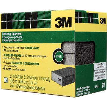 3M Fine Sanding Sponge 3-3/4 in. x 2-5/8 in. x 1 in. (12pk)