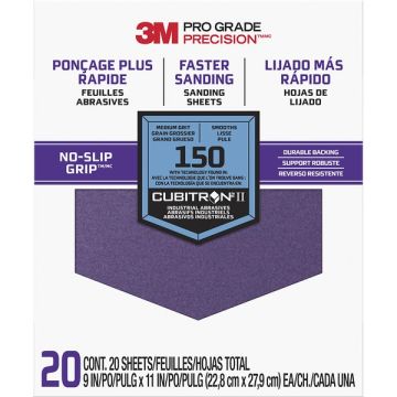 3M 9" x 11" Med (150 Grit) Pro Grade Precision Faster Sanding Sheets (20pk)