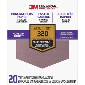3M 9" x 11" Extra-Fine (320 Grit) Pro Grade Precision Faster Sanding Sheets (20pk)