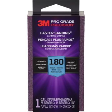 3M Fine 180 Grit Pro Grade Precision Faster Sanding Block Sponge