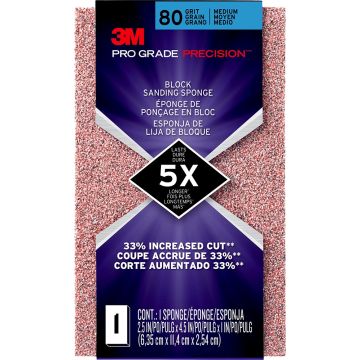 3M Course 80 Grit Pro Grade Precision Faster Sanding Block Sponge