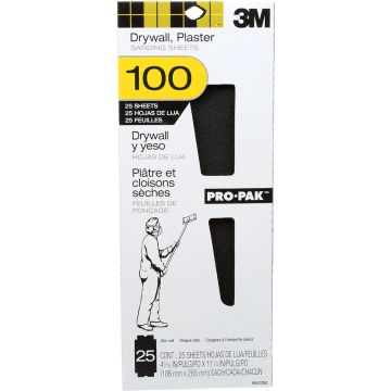 3M 4.1875" x 11.25" M-127 (100D Grit) Drywall Sanding Sheets (100 per Pack)