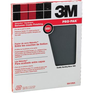 3M 9" x 11" 600A Pro-Pak Wetordry Sanding Sheets (25pk)