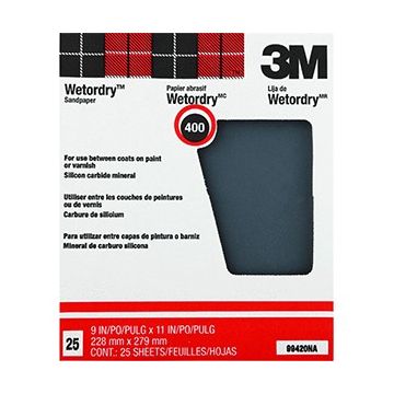 3M 9" x 11" 400A Pro-Pak Wetordry Sanding Sheets (25pk)