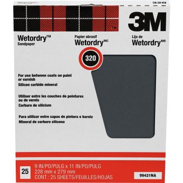 3M 9" x 11" 320A Pro-Pak Wetordry Sanding Sheets (25pk)