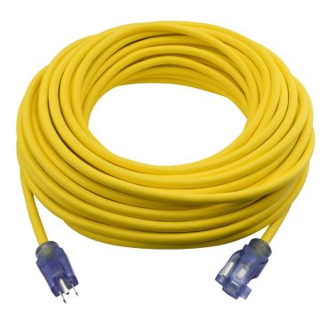 Prime Wire 12/3 SJTW Yellow Outdoor Extension Cords With Lighted Ends