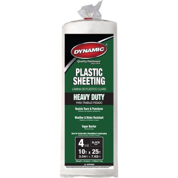 Dynamic 10' x 25' 4mil Black Plastic Sheeting
