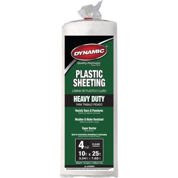 Dynamic 10' x 25' 4mil Clear Plastic Sheeting