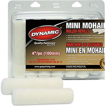 Dynamic 4" x 3/16" (100mm x 4mm) Nap Mohair Mini Roller Cover (12pk)