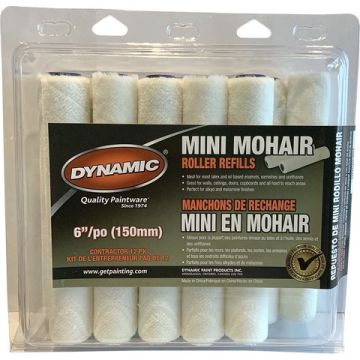 Dynamic 6" x 3/16" (150mm x 4mm) Nap Mohair Mini Roller Cover (12pk)