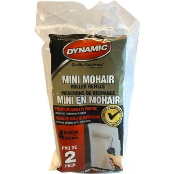 Dynamic 4" x 3/16" (100mm x 4mm) Nap Mohair Mini Roller Cover (2pk)