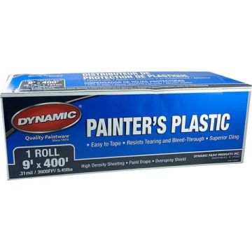 Dynamic 9' x 400' (2.7m x 122m) .31mil High Density Painters Plastic Sheeting