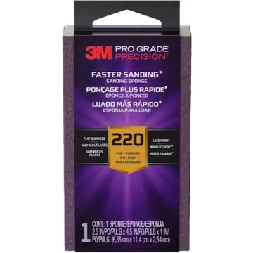 3M Fine 220 Grit Pro Grade Precision Faster Sanding Block Sponge