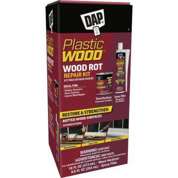DAP Plastic Wood Wood Rot Repair Kit (Contains: 16oz Wood Hardener & 8.6oz Epoxy Filler)