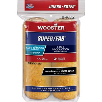 Wooster 4-1/2" x 3/8" Nap Super/Fab Jumbo-Koter Mini Roller Cover (2pk)