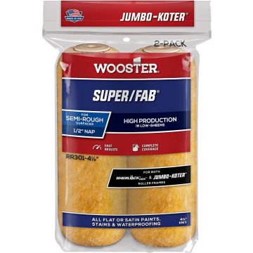 Wooster 4-1/2" x 1/2" Nap Super/Fab Jumbo-Koter Mini Roller Cover (2pk)