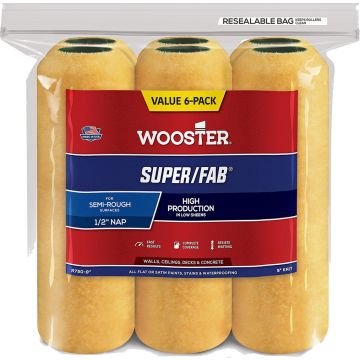 Wooster 9" x 1/2" Nap Super/Fab Roller Cover (6pk)
