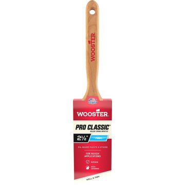 Wooster 2-1/2" Pro Classic Black China Firm Bristle Angle Sash Paint Brush