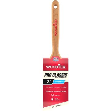 Wooster 3" Pro Classic Black China Firm Bristle Angle Sash Paint Brush