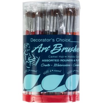 Wooster Decorator's Choice Artist Brush Canister 144pc Set (Round - 30 #2, 30 #4 & 24 #6; Flat - 24 1/4", 24 3/8" & 12 1/2")