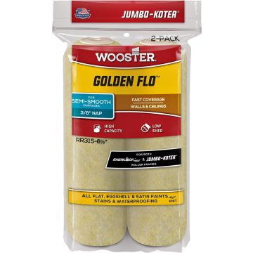 Wooster 6-1/2" Jumbo-Koter Golden Flo 3/8" Nap Mini Roller Cover 2Pk