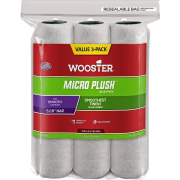 Wooster 9" x 5/16" Nap Micro Plush Roller Cover (3pk)