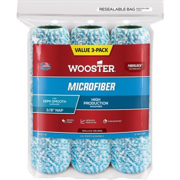Wooster 9" x 3/8" Nap Microfiber Roller Cover (3pk)