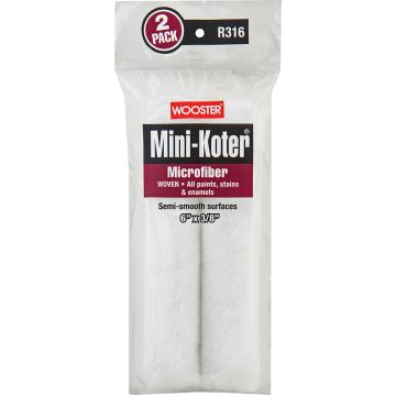 Wooster 6" x 3/8" Nap Mini-Koter Microfiber Mini Roller Cover (2pk)