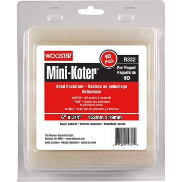 Wooster 6" x 3/4" Nap Shed-Resistant Mini-Koter Roller Cover 10pk