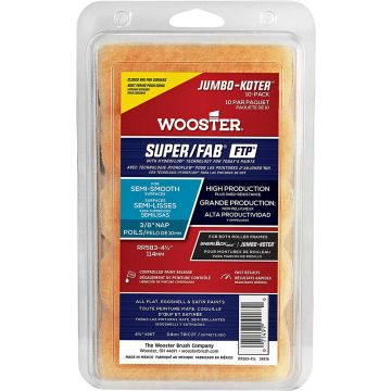 Wooster 4-1/2" X 3/8" Nap Super/Fab FTP Closed-End Jumbo-Koter Mini Roller Cover (10pk)