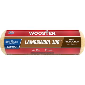 Wooster 9" x 1/2" Nap Lambswool 100 Roller Cover