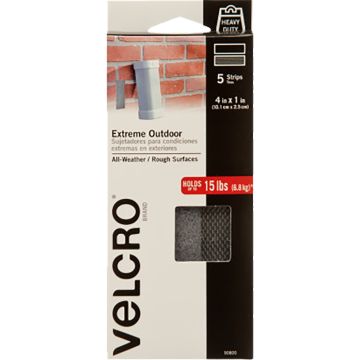 Velcro 1" x 4" Gray Extreme Strip 5pk (Case of 6)
