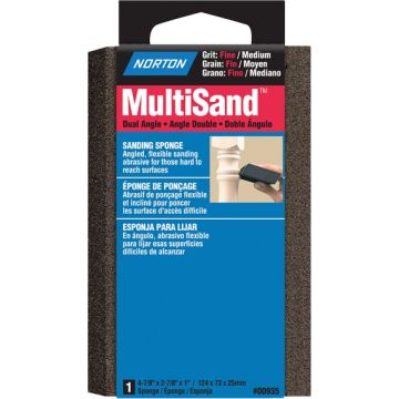 Norton 4-7/8" x 2-7/8" x 1" MultiSand Fine/Medium Dual Angle Sponge
