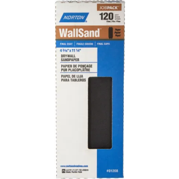 Norton 4-3/16" x 11" P120D WallSand Paper Cut Sheet 25Pk