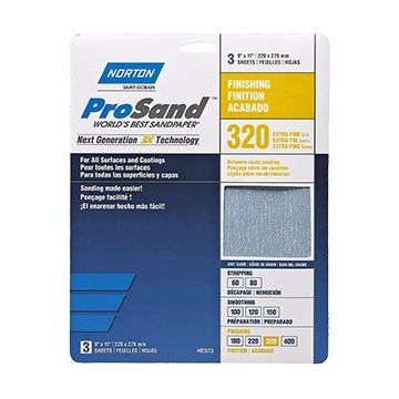 Norton 9" x 11" 320 ProSand Paper Sheets 3Pk