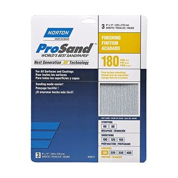 Norton 9" x 11" 180 ProSand Paper Sheets 3Pk