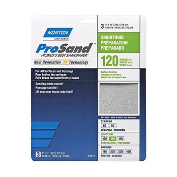 Norton 9" x 11" 120 ProSand Paper Sheets 3Pk